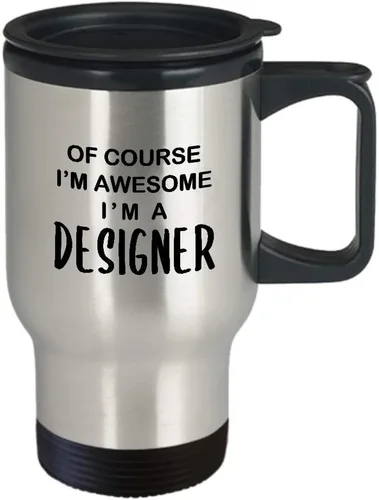 Vista 2 de Im a Designer - Taza de viaje con aislamiento para café, idea de regalo de agradecimiento para desarrollador gráfico UX, artista, diseño