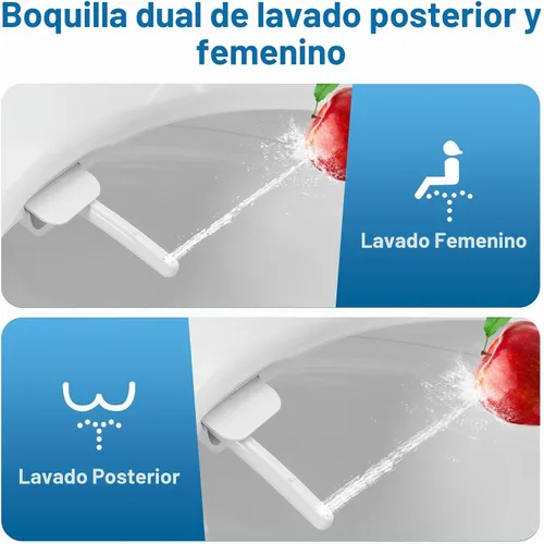 Vista 6 de Asiento de inodoro de bidé para inodoro redondo, asiento de bidé de polipropileno no eléctrico con lavado con agua fría con boquilla autolimpiante
