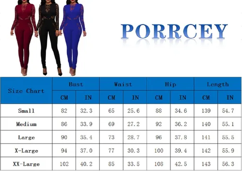 Vista 7 de PORRCEY Overol de manga larga para mujer, overol de encaje ajustado para fiesta