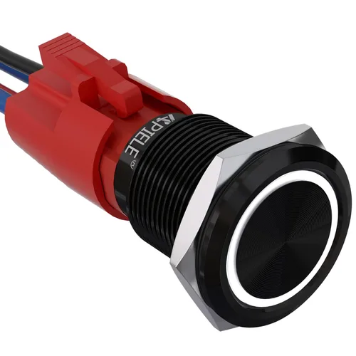 Vista 10 de APIELE Interruptor de botón con pestillo de 10 amperios y 0.748 in, 12 V, SPST, LED, impermeable, redondo, autobloqueante, 1NO (aluminio negro, azul)