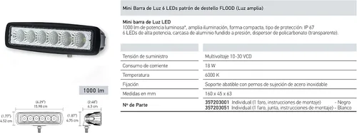 Vista 10 de Hella - mini barra de luz LED, modelo 357203001 Value (6 focos LED)