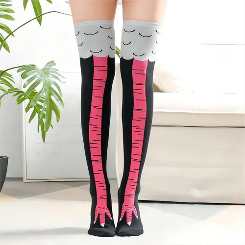 Vista 7 de 2 pares de calcetines de pierna de pollo para mujer, calcetines de compresión, calcetines de patas de pollo, accesorios de rendimiento