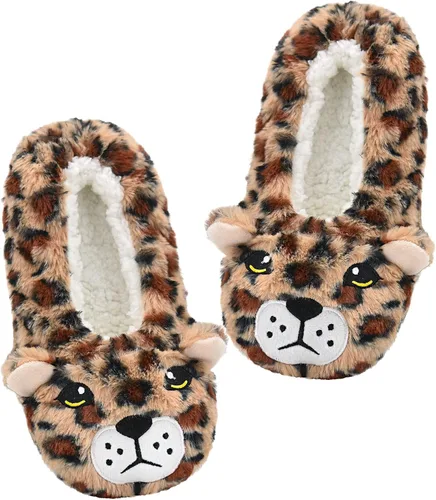 Vista 19 de Panda Bros - Pantuflas gruesas y cálidas para mujer con suela antideslizante, zapatos de casa con diseño de personajes, pantuflas novedosas