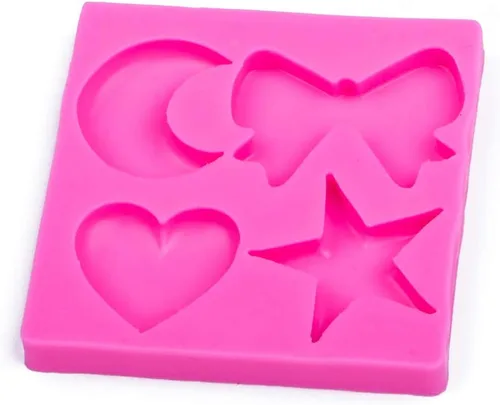 Vista 7 de Molde de silicona para chocolate, dulces y pasteles, forma de corazón, luna, estrella, lazo, grado alimenticio, reutilizable, resistente a altas