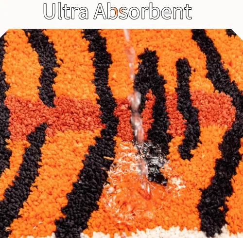 Vista 5 de Tapete de baño de tigre para baño, diseño de dibujos animados de tigre naranja, antideslizante, absorbente y pequeño, decoración de baño, alfombra