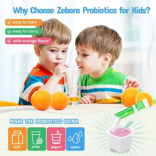 Vista 3 de Probióticos y prebióticos para niños en polvo a partir de 3 años, apoyo al sistema digestivo e inmunológico para niños con fuente natural, promueve