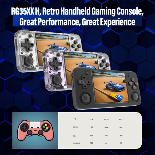 Vista 5 de RG35XX H, Consola de juegos portátil retro Anbernic con tarjeta de 64GTF, diseño de joystick dual, pantalla HD de 3.5 pulgadas, batería de alta