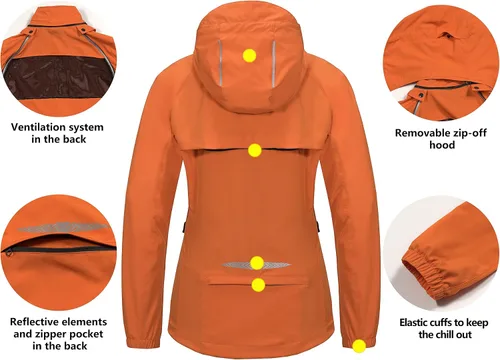 Vista 6 de Little Donkey Andy Chaqueta de correr de secado rápido para mujer UPF 50+ con mangas desmontables y capucha