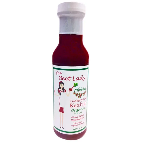 Vista 2 de The Beet Lady Ketchup de remolacha orgánica (sin OGM) Nightshade Sin gluten ni lácteos (dorado)