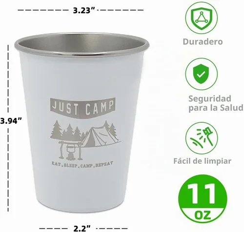 Vista 5 de 4pcs Camping Cup 11oz Wilderness Theme Pattern 18/8 acero inoxidable para picnic al aire libre senderismo pesca pinta vaso regalo 4 colores 4