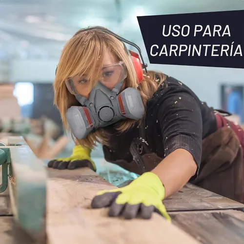 Vista 4 de Filtros de carbono de repuesto para máscaras respiradoras, par, filtro de aire protector de algodón con recipientes para pintura, carpintería