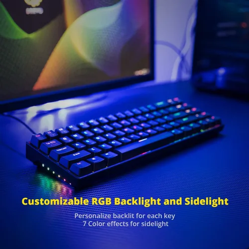 Vista 3 de DREVO Calibur V2 TE RGB - Teclado mecánico para juegos con cable 60%, compacto de 71 teclas, funciona para PCMac, USB tipo C desmontable