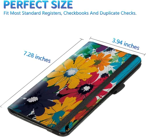 Vista 105 de Funda para chequera para hombres y mujeres, cartera de cuero RFID con ranuras para tarjetas de crédito, soporte de cheques duplicados personales