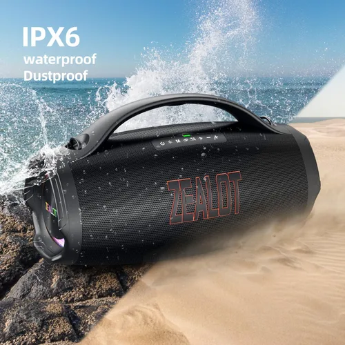 Vista 4 de ZEALOT Altavoz Bluetooth Portátil, Altavoz Bluetooth Inalámbrico de 160W RMS, Parlante/Bocinas Bluetooth, IPX6 Impermeable