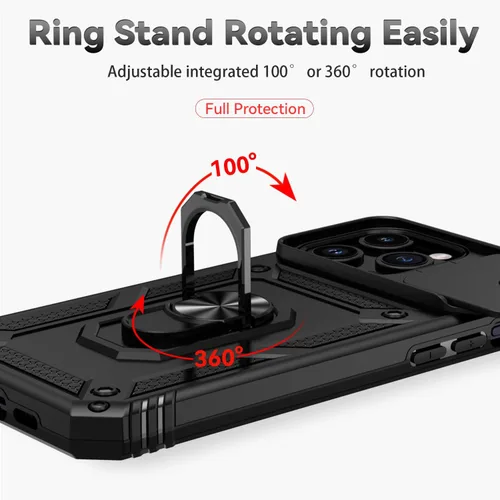 Vista 3 de Funda compatible con iPhone 15 Pro, iPhone 15 Pro con funda para cámara y soporte, grado militar, a prueba de golpes, resistente, con soporte