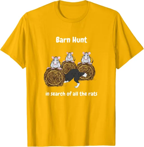 Vista 34 de Funny Barn Hunt - En busca de las ratas con Border Collie Camiseta, Negro
