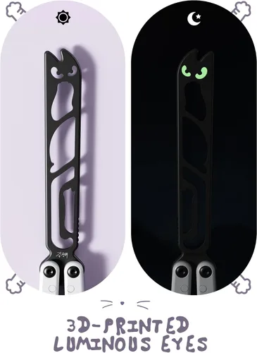 Vista 7 de Nabalis x Seongbae — Cuchillo de mariposa Balisong Cat Trainer, diseño de canal, recubierto de teflón, aluminio 7075, ligero, equilibrado y divertido