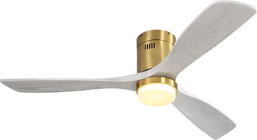 Vista 9 de Sofucor Ventilador de techo de 52 pulgadas con luces y control remoto, ventilador de techo de madera de perfil bajo de montaje al ras