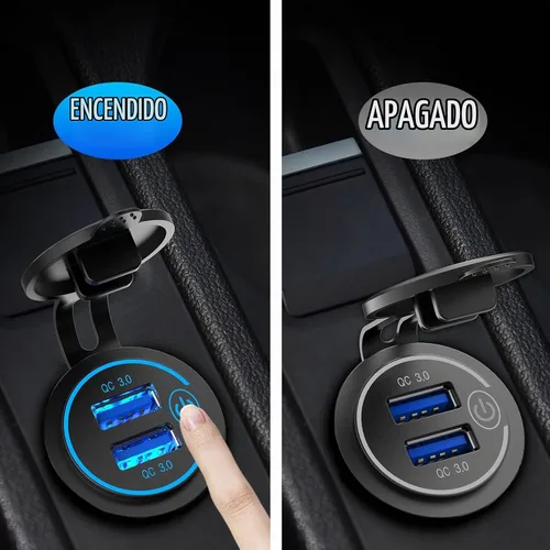 Vista 4 de QC3.0 Dual USB 12V DC Outlet con interruptor táctil: Toma marina de 12 voltios Carrito de golf Puerto USB Cargador de coche Adaptador de corriente