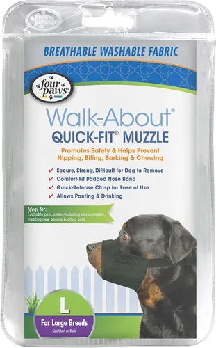 Vista 9 de Four Paws Walk-About - Bozal ajustable para perros medianos, de ajuste rápido, lavable y transpirable, color negro, 1 unidad