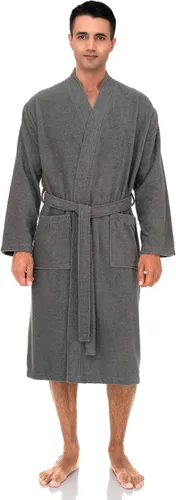 Vista 3 de TowelSelections Bata para hombre. Bata tipo kimono, de algodón con bucles turco, hecha en Turquía.