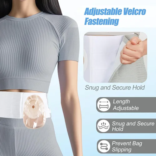 Vista 3 de Cinturón ajustable para hernia de ostomía – Cinturón de soporte de estoma transpirable para colostomía e ileostomía – Cuidado posoperatorio, apto