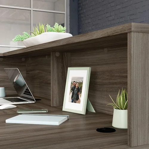 Vista 10 de OfficeWorks by Sauder Affirm estación de recepción, largo: 70.87'' x ancho: 70.87'' x H: 13.58'', Hudson Elm