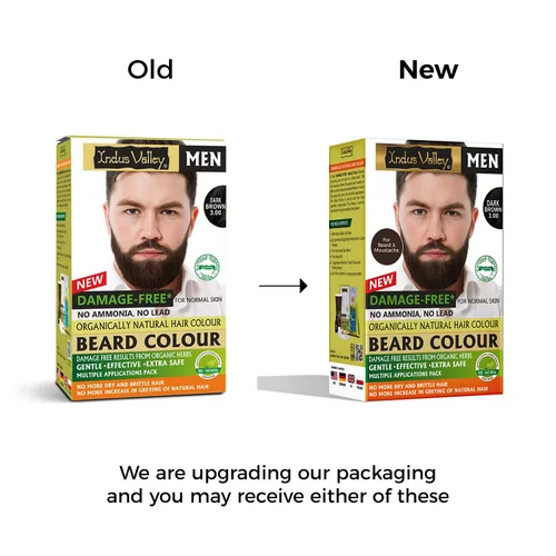 Vista 6 de Indus Valley Color natural para bigote y barba para hombres sin daños para cabello gris marrón oscuro Coloración de bigote y barba para cabello