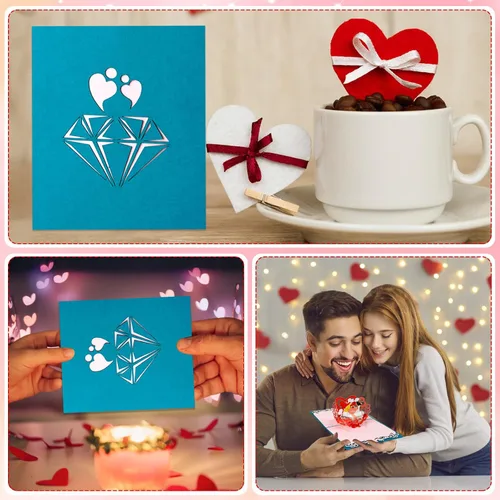 Vista 5 de FLYAB Tarjeta desplegable para el día de San Valentín, tarjeta de San Valentín desplegable para ella, él, novia, novio, esposa, marido, regalo