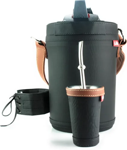 Vista 2 de Kit Tereré Yerba Mate Luk termos Básico negro Artesanía Paraguaya Set Tereré Tereré Termos Yerba Mate + Bombilla + Vaso Guampa