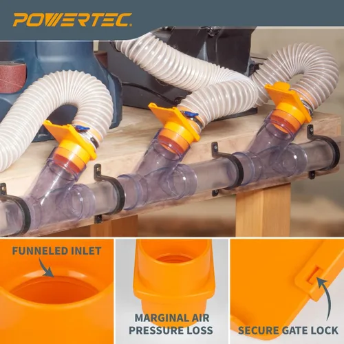 Vista 2 de POWERTEC 70294-P6 - Puerta de ráfaga integrada de 2-1/2 pulgadas, resistente a obstrucciones, ajuste de plástico ABS cónico antihuecos para sistemas