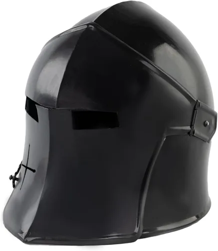 Vista 4 de Chainmail Medieval Crusader Knight Templar Helmet Armadura cruzada de acero y latón