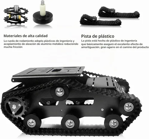 Vista 5 de Kit de chasis de coche robot inteligente, chasis de tanque grande de metal completo con motores de 2WD para Arduino Raspberry Pi Jetson Python DIY
