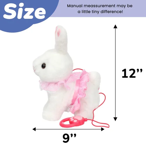 Vista 3 de Hopearl Hopping Bunny - Juguete electrónico interactivo de conejo con correa de control remoto para mascotas, repite lo que dijiste, regalos