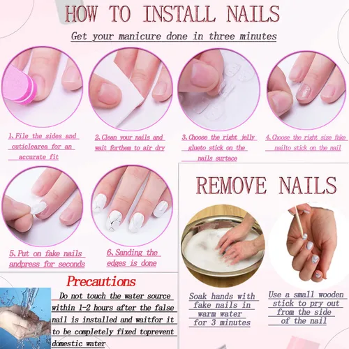 Vista 7 de Uñas postizas largas a presión con forma de almendra, uñas postizas acrílicas de color sólido con diseño de espejo de lujo, uñas artificiales
