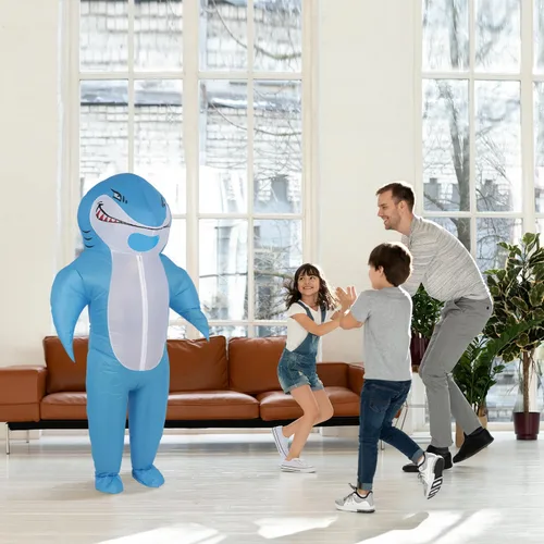 Vista 4 de M MH ZONE Disfraz inflable de tiburón para adultos (niños), divertidos disfraces de Halloween, disfraz de fantasía, cosplay, disfraz inflable