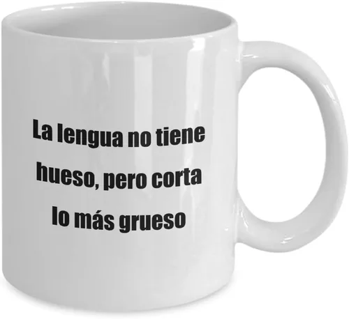 Vista 2 de Taza de café clásica - La lengua no tiene hueso, pero corta lo más grueso- blanco 11oz