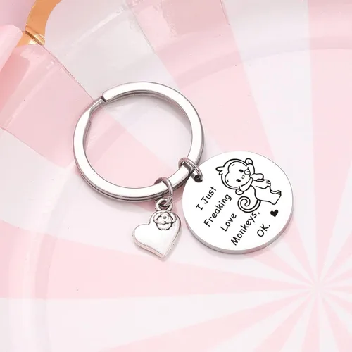 Vista 3 de RSZOTW - Llavero de regalo de cumpleaños de monos, llavero de animales, regalo para esposa, hija, llavero para amantes de los animales, llavero
