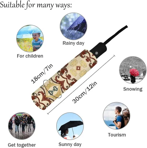 Vista 4 de DHDM Automatic Beach Umbrella Outdoor Adults Printed Rain Umbrella for Men Parasol