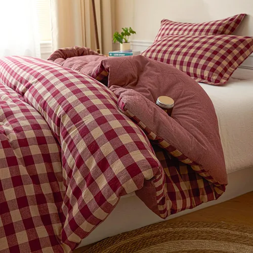 Vista 10 de Cyusri Juego de edredón de algodón a rayas tamaño individual, juego de ropa de cama suave y ligera de 2 piezas con 1 funda de almohada, reversible