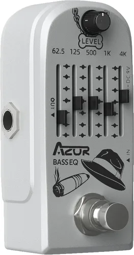 Vista 4 de AZOR - Pedal de efecto de guitarra para bajo de 5 bandas, ecualizador de pedal de efectos para bajo eléctrico, True Bypass, aleación de aluminio