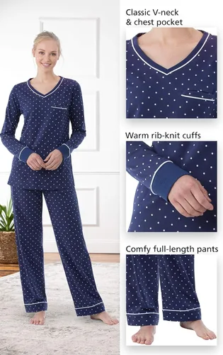 Vista 9 de PajamaGram Pijamas para mujer - Conjuntos de pijamas para mujer, camiseta sin botones, 100% algodón