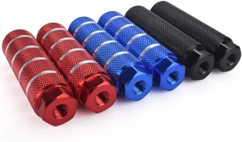 Vista 5 de 4 clavijas de pie de bicicleta, cilindro de aleación de aluminio de 4 pulgadas de longitud, ajuste antideslizante, ejes de 3/8 pulgadas (negro)