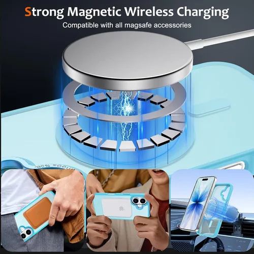 Vista 966 de Anuck - Funda magnética para iPhone 11 compatible con MagSafe, carcasa trasera mate translúcida dura, borde de TPU, delgada, resistente a impactos