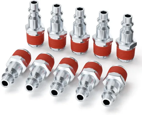 Vista 9 de GASHER Enchufe de aire industrial macho NPT de 1/4 pulgadas, tapones neumáticos 300PSI (paquete de 20)