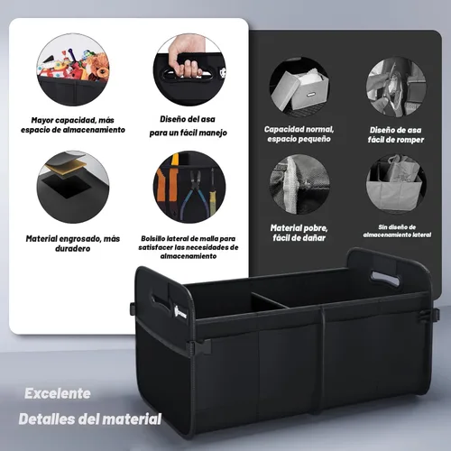 Vista 6 de Sposuit Organizador de maletero para automóvil, almacenamiento plegable de 70 litros con 11 bolsillos y asas reforzadas, organizadores de maletero