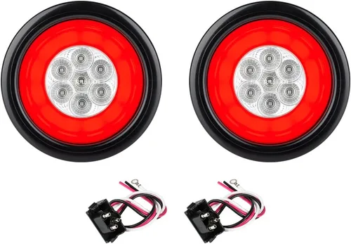 Vista 10 de Lumitronics RV HALO LED 4 pulgadas selladas redondas de parada/giro/luces traseras (par de luces rojas) (paquete de 4)