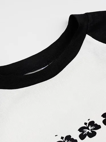 Vista 6 de LCHLINY Camiseta corta de manga corta con estampado de ángel para mujer, cuello redondo, ajustada, recortada