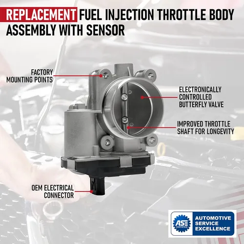 Vista 4 de Conjunto de cuerpo del acelerador de inyección de combustible con sensor. Compatible con Buick, Chevy, GMC - Lacrosse, Regal, Verano, Captiva