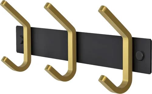 Vista 26 de Perchero de Abrigos Pequeño Negro Mate para Pared – Riel de Ganchos de Acero Inoxidable de 6 Pulgadas con 2 Ganchos Dobles para Abrigos